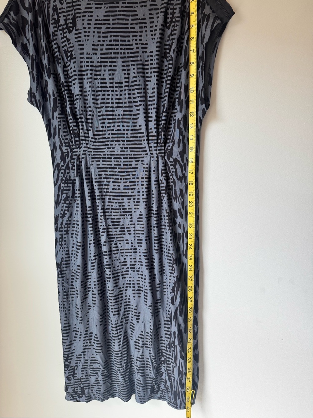 Oasis Gray and Black Patterned Midi body hugging super soft Dress - Picture 8 of 12